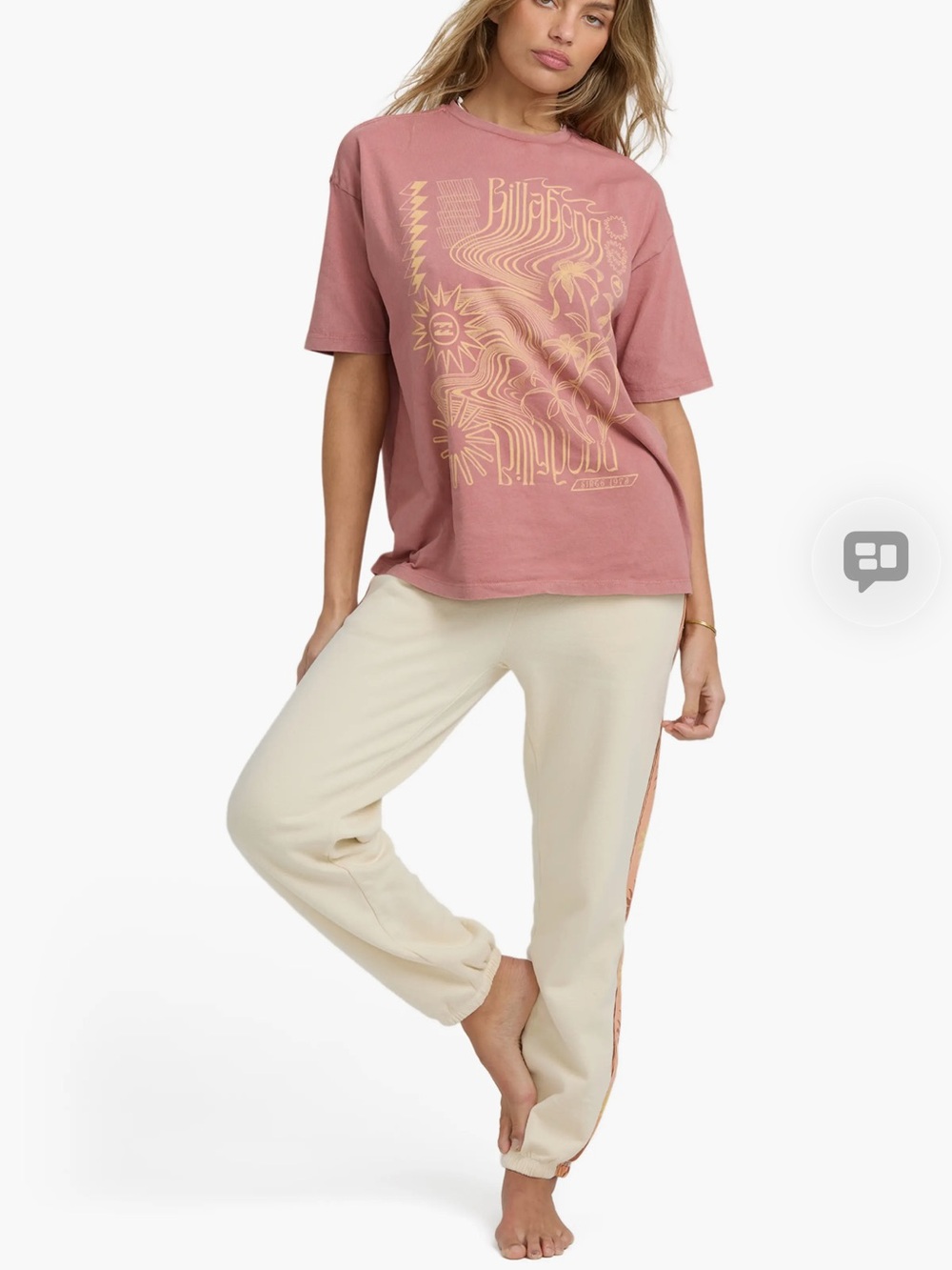 Billabong pink surf coalition ss oversized tee